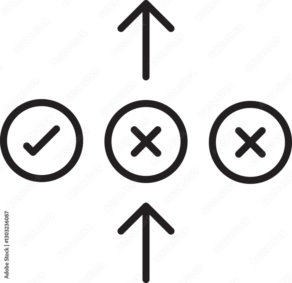 Poster decision-making icons with arrows line icon