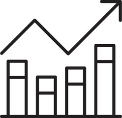 Growth chart illustration in black and white line icon