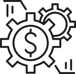 Financial gears and growth symbol line icon