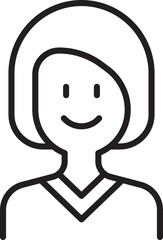 Simple line drawing of a smiling person line icon