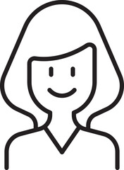Line drawing of a smiling woman. line icon