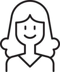 Smiling woman with long hair illustration line icon