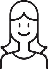 Line art illustration of a smiling woman line icon