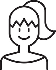 Line art of a smiling woman with a ponytail line icon