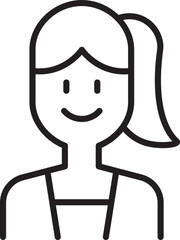 Line drawing of a smiling woman with ponytail line icon
