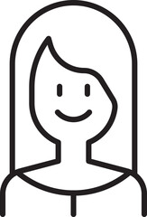 Line art illustration of a smiling woman line icon