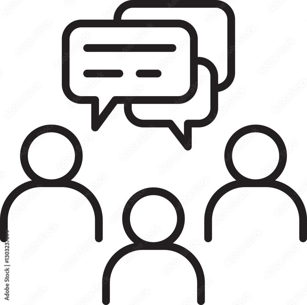 Poster group conversation with speech bubbles line icon