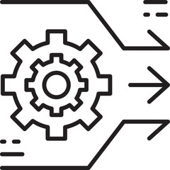 Gear icon with arrows indicating movement line icon