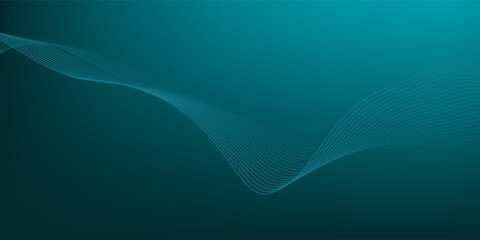 High tech blue green wave dark background. Abstract technology big data digital background.