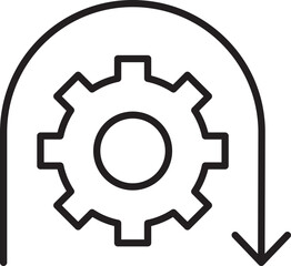 Gear and arrow logo design concept line icon