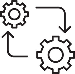 Gear icons with arrows indicating cycles line icon