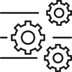 Gears in motion graphic design line icon