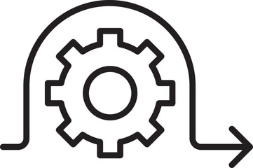 Gear and arrow design symbolizing progress line icon