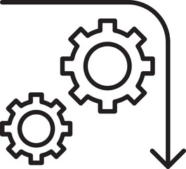 Gears with downward arrow icon line icon