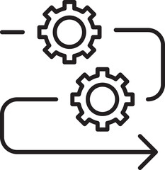 Gears and flowchart illustration line icon