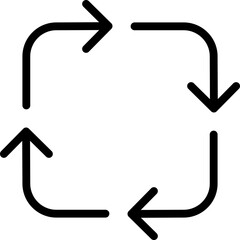 Recycling symbol with arrows line icon
