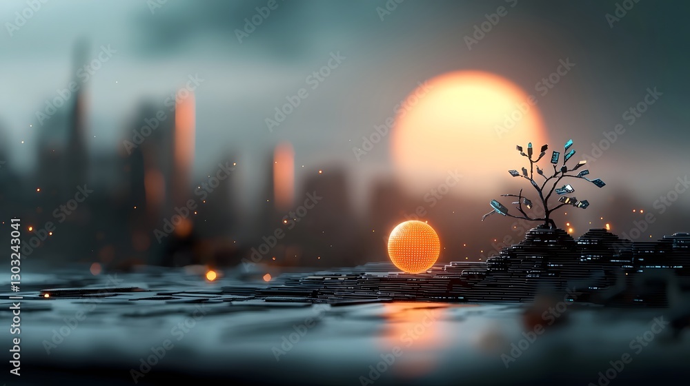 Poster sweeping futuristic digital landscape with intricate data streams neon data visualizations and ether