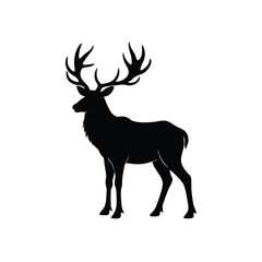 Elk Silhouette Vector Art and Minimalist Black Elk Illustration Design