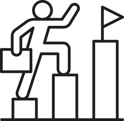 Person climbing steps toward a goal line icon