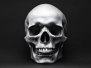 Fototapeta premium Silver skull, dark background