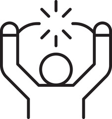 Celebration icon with raised arms line icon