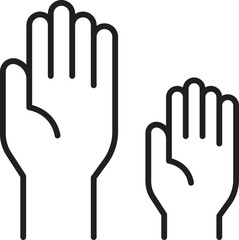 Obraz premium Hands raised together in unity. line icon