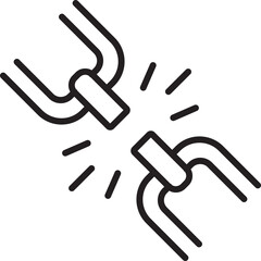 Broken chain link icon with explosion effect line icon