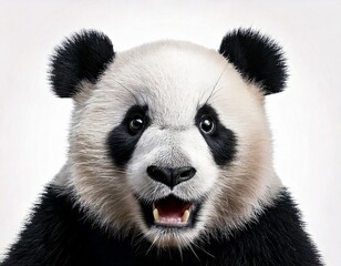 Fototapeta premium Panda with Shocked Face on White Background