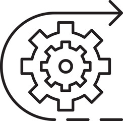 Gear with an arrow symbolizing progress line icon
