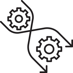 Gears with curved lines illustration line icon