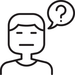Confused person thinking with a question mark. line icon