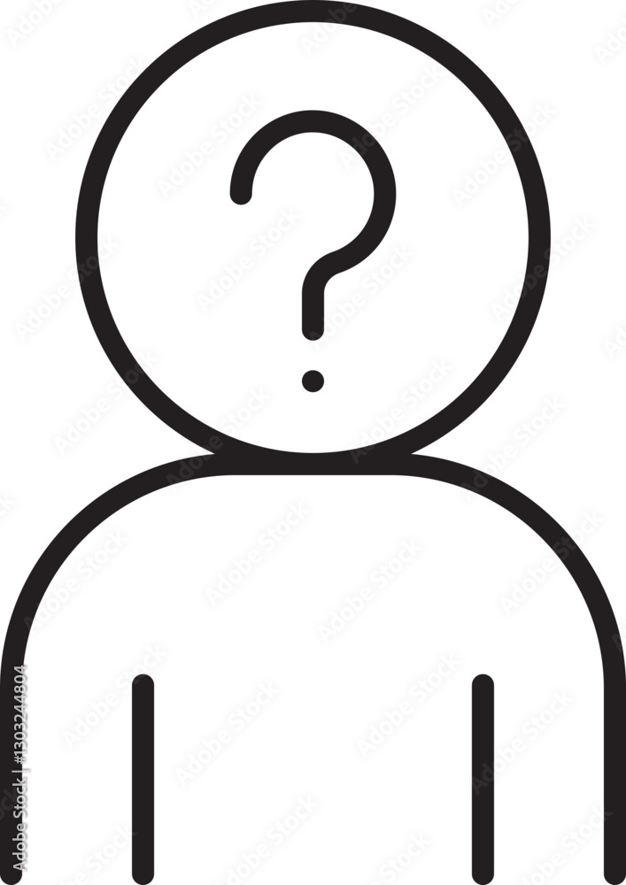 Poster anonymous figure with question mark line icon