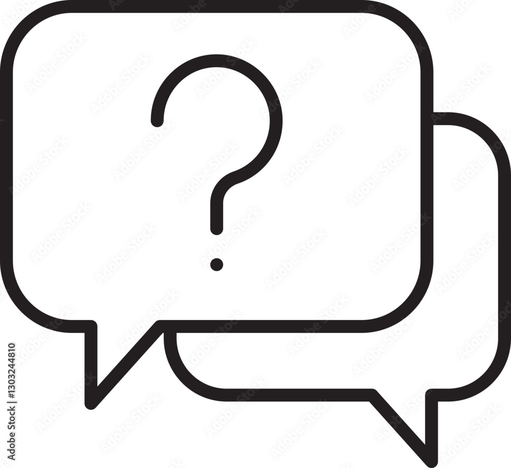 Poster speech bubbles with a question mark line icon