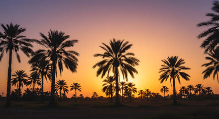 Date Palm Trees at Sunset