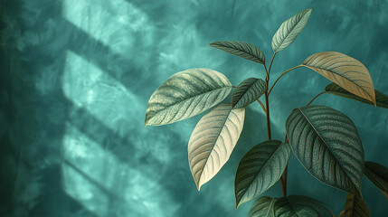 A leafy green plant with a yellowish tint symbolizes growth renewal and vitality The modern aesthetic represents contemporary sustainability and eco-conscious living Lush foliage evokes harmony and ba