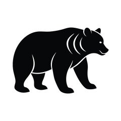 Fototapeta premium Grizzly Bear Silhouette Vector Art Illustration and Grizzly Bear Minimalist Black Design