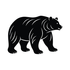 Grizzly Bear Silhouette Vector Art Illustration and Grizzly Bear Minimalist Black Design
