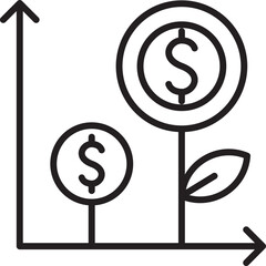 Fototapeta premium Financial growth illustration with money symbols line icon