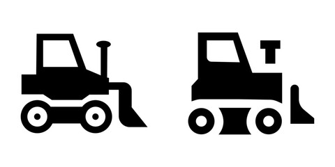 Bulldozer Vector Icon Set – Construction, Machinery & Heavy Equipment