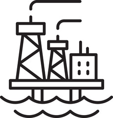 Oil rigs in water illustration line icon
