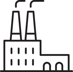Factory with smokestacks outline illustration line icon
