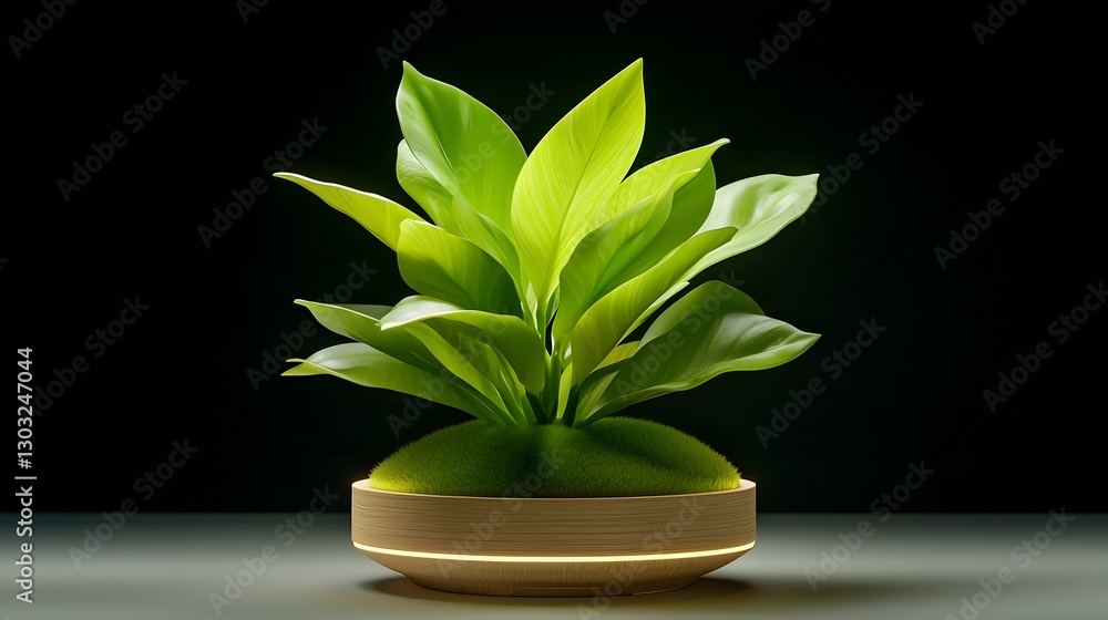 Poster responsive bioluminescent plant that changes its form and glows faintly in response to touch showcas