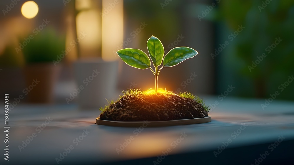 Poster responsive and bioluminescent plant that transforms its form and glows in response to touch showcasi