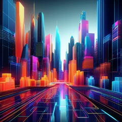 buildings cityscape abstract concept 3d render transparent blueprint