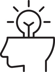 Mind concept with light bulb illustration line icon