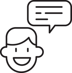 Smiling person with speech bubble illustration line icon