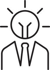 Abstract businessman with light bulb head line icon