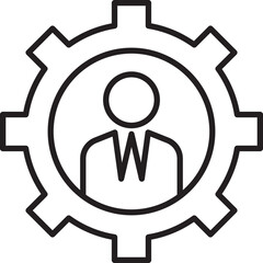 Business management icon with gear design line icon