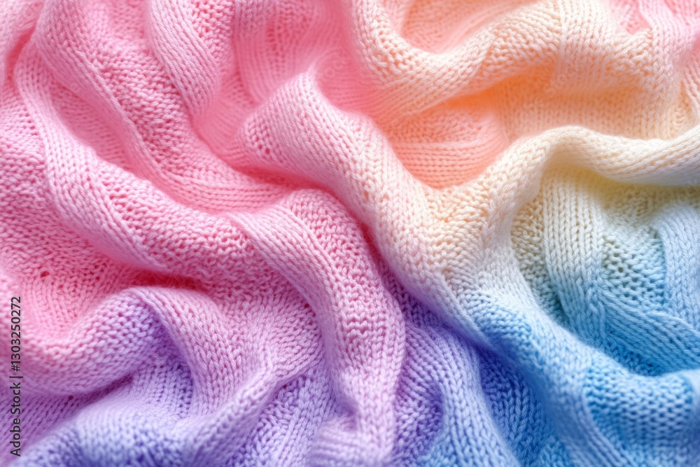 Poster cozy pastel colored knitted wool fabric texture forms a beautiful abstract background with soft fold