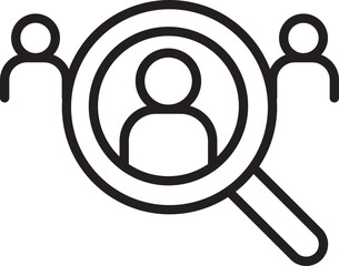 Focus on individual among groups of people line icon